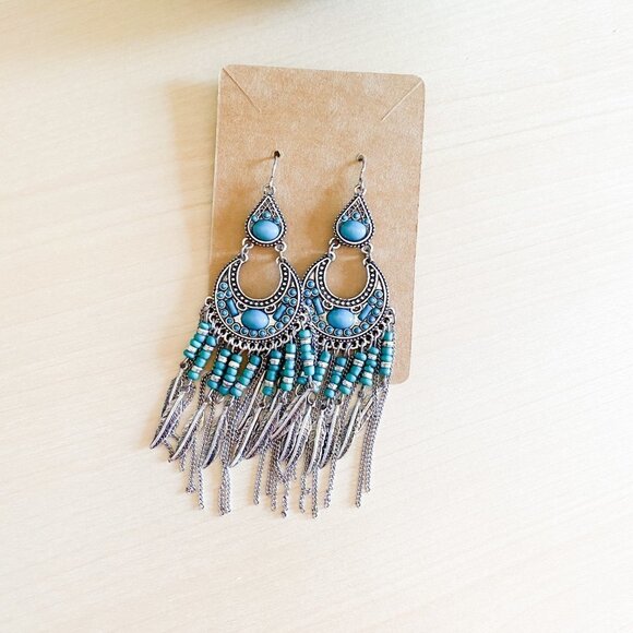 🌿 BOHO Blue Earrings - Picture 1 of 2